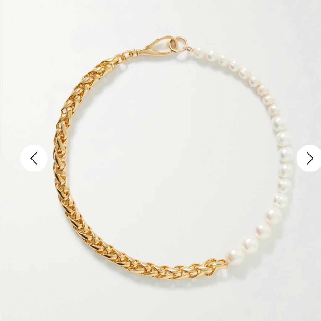 Gold Chain And White Pearl Half Necklace